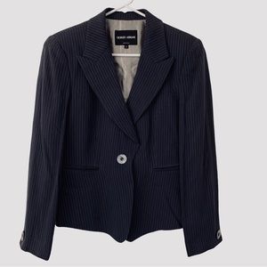 GIORGIO ARMANI STRIPED CLASSIC BLAZER IN GRAY WHITE